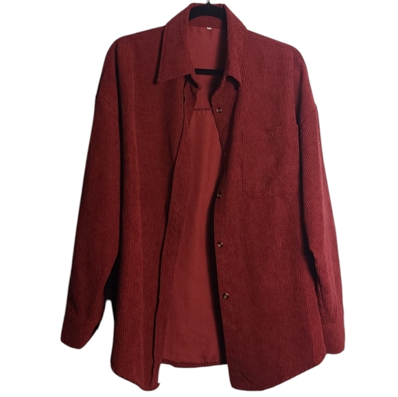 Jackets & Blazers - Corduroy Maroon Button Up Shacket Size Medium